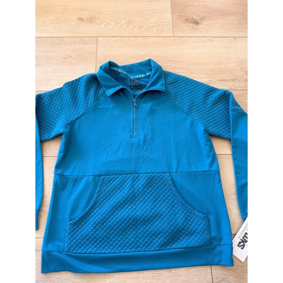 Muk Luks Tops - Muk Luks Womens Teal Blue Quilted Quarter Zip Pullover Sweatshirt Small NEW 192